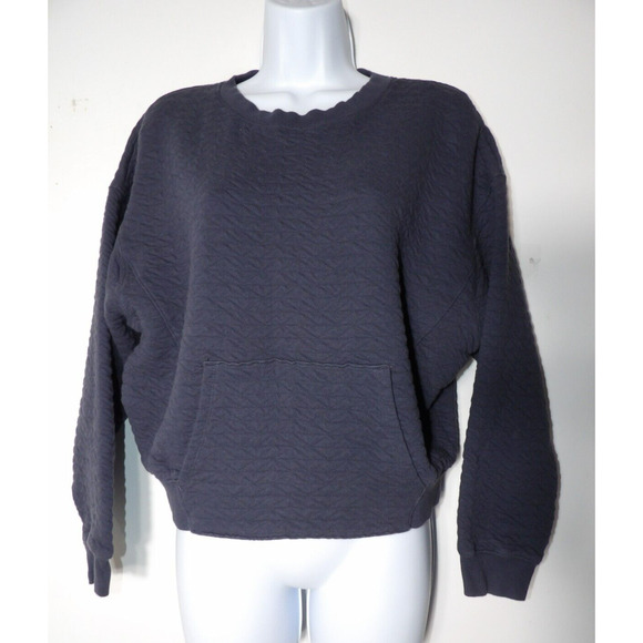 All In Motion Sweatshirt Womens Small Blue Quilted Crew Neck Front Pocket - Picture 1 of 11